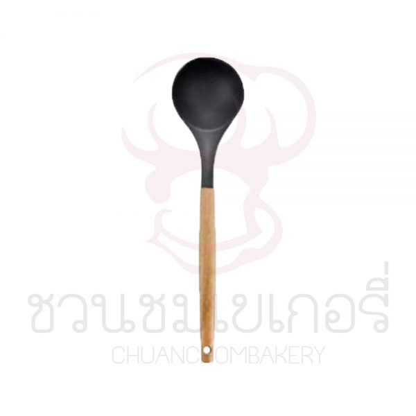 กระบวยซุปซิลิโคน ด้ามไม้ 32cm  KP-40 รหัส 8858873420836