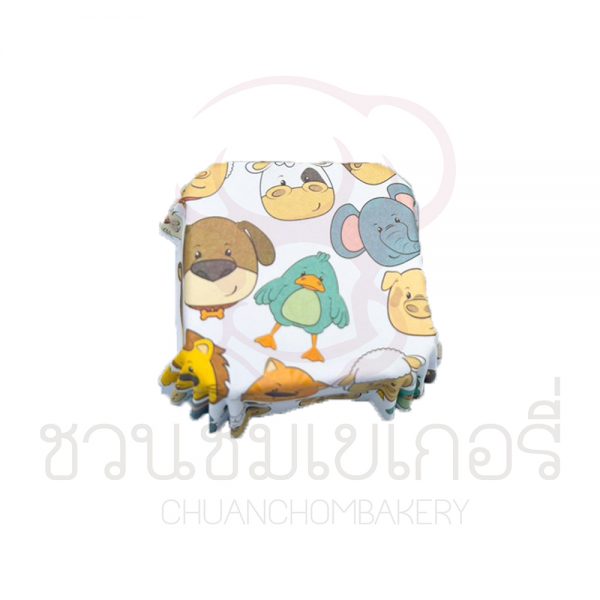 กระทงบราวนี่เล็ก ลายรวมสัตว์ ขนาด 4.5 x 4.5 cm บรรจุ 200 ชิ้น รหัส 5668892200806