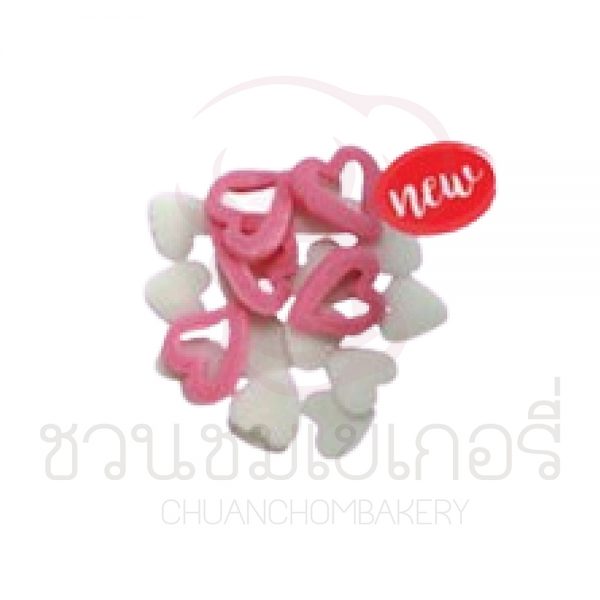 Sugar Sprinkles Hearts, white, pink #2116 บรรจุ 50 กรัม รหัส 5096211650