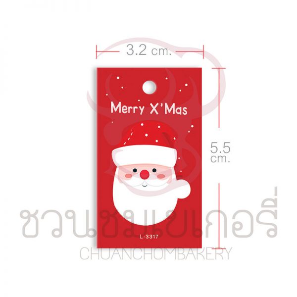 L-NY-3317 Tag ผืนผ้า 3.2x5.5cm. แดงซานต้า (50แผ่น) รหัส L3317