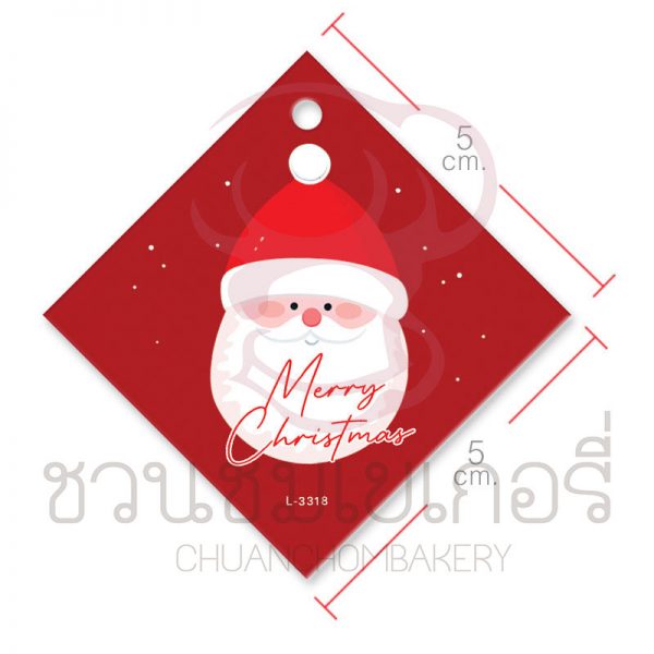 L-NY-3318 Tag จัตุรัส 5x5cm. แดงซานต้า (50แผ่น) รหัส L3318