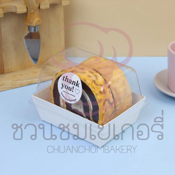 กล่องเค้กโรลสีขาวพร้อมฝาโดม (เข้าเวฟได้) รหัส 0407062