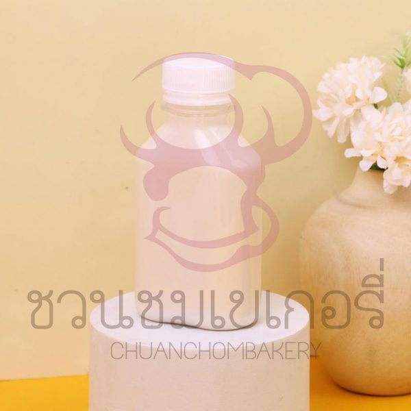 ขวดพลาสติก PET 150 cc.ทรงแบนเรียบปาก 30 มม. ฝาขาว 1913061