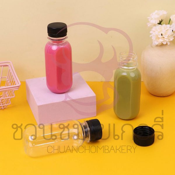 ขวดพลาสติกPET 220 cc. ทรงแคปซูลปาก 30 มม. ฝาดำ 1913068