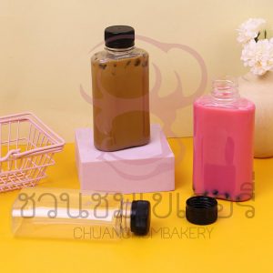 ขวดพลาสติก PET 200 cc.ทรงมิรินเอวเว้าปาก 30 มม. ฝาดำ 1913073