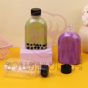 ขวดพลาสติก PET 220 cc. ทรงมินิปาก 30 มม. ฝาดำ 1913075