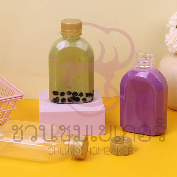 ขวดพลาสติก PET 220 cc. ทรงมินิ ปาก 30 มม. ฝาทอง 1913085